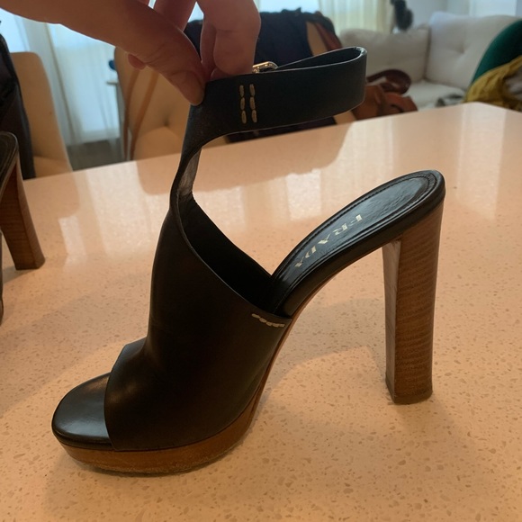 Prada Black Leather Wooden Block Heel - Picture 6 of 14